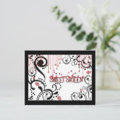 Sweet Sixteen Uitnodiging zwart, wit en rood (Staand voorkant)