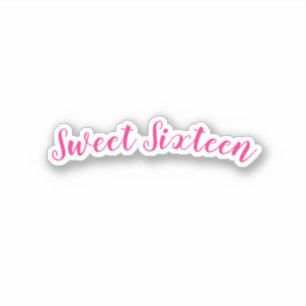 Sweet Sixteen Verjaardag  Roze Wit Schattige Sticker