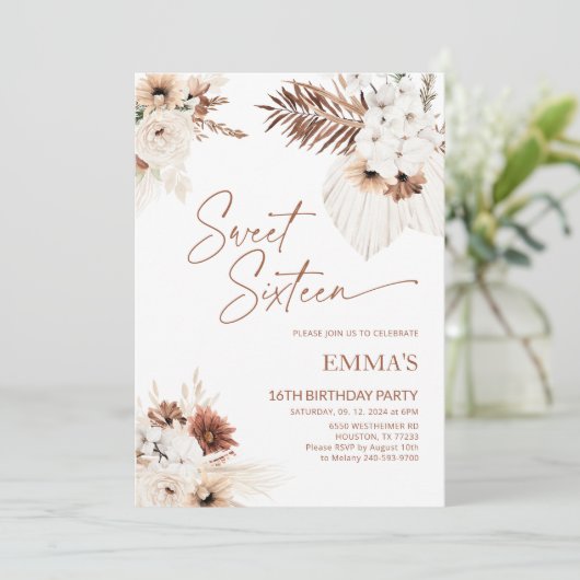 Sweet Sixteen Verjaardag Uitnodiging 16e Verjaarda (Staand voorkant)