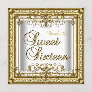Sweet Sixteen Verjaardag Witte Goud Tiener Meisje Kaart