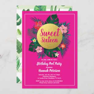 Sweet Sixteen verjaardagsfeest uitnodiging luau 16