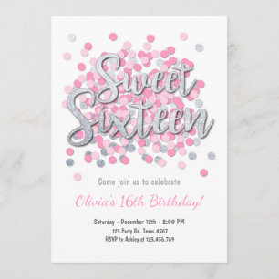 Sweet Sixteen verjaardagsuitnodiging Meisje Pink S Kaart