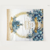 Sweet Sixteen Waterverf Blue Gold Balloon Banner Wandkleed (Voorkant (horizontaal))