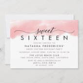 Sweet Sixteen Waterverf Roze Birthday Kaart (Voorkant)