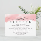 Sweet Sixteen Waterverf Roze Birthday Kaart (Staand voorkant)