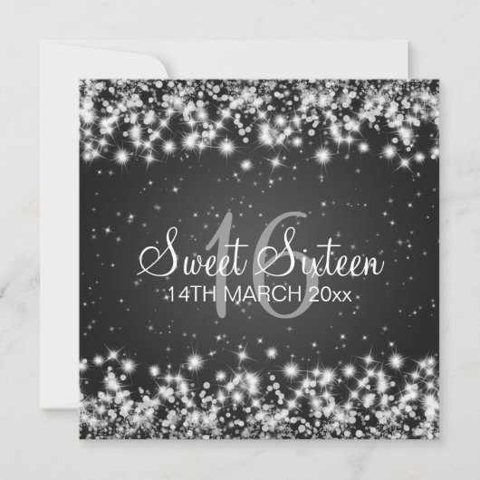 Sweet Sixteen Winter Sparkle Black Kaart (Voorkant)