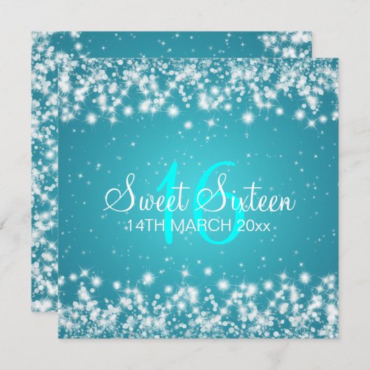 Sweet Sixteen Winter Sparkle Blue Kaart (Voorkant / Achterkant)