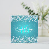 Sweet Sixteen Winter Sparkle Blue Kaart (Staand voorkant)