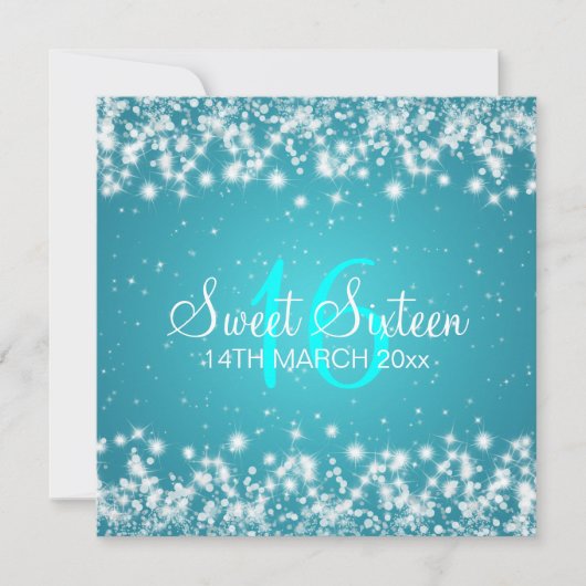 Sweet Sixteen Winter Sparkle Blue Kaart (Voorkant)