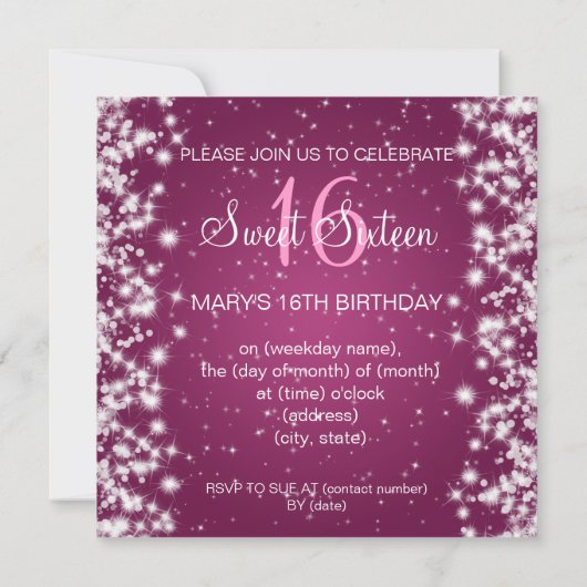 Sweet Sixteen Winter Sparkle Kaart (Achterkant)