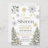 Sweet Sixteen Winter Verjaardag Uitnodiging (Voorkant)