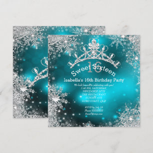 Sweet Sixteen Winter Wonderland Silver Blauwgroen Kaart
