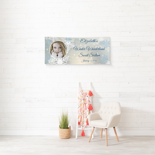 Sweet Sixteen, Winter Wonderland, Sneeuwvlokken, Spandoek (Insitu)