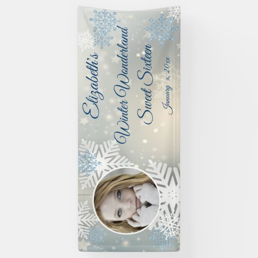 Sweet Sixteen, Winter Wonderland, Sneeuwvlokken, Spandoek (Verticaal)