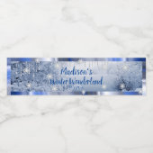 Sweet Sixteen Winter Wonderland Snow Pareltjes Waterfles Etiket (Enkel label)