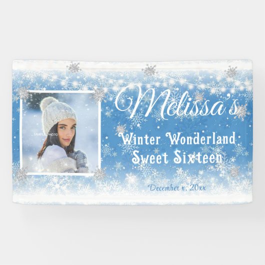 Sweet Sixteen Winter Wonderland Snowflakes Spandoek (Horizontaal)