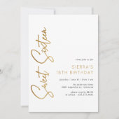 Sweet Sixteen Wit en Goud Script 16e verjaardag Kaart (Voorkant)