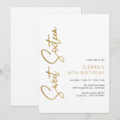 Sweet Sixteen Wit en Goud Script 16e verjaardag Kaart (Voorkant / Achterkant)