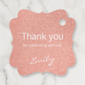 Sweet Sixteen Wit Handschrift op Roos Gold Bedankjes Labels (Achterkant)