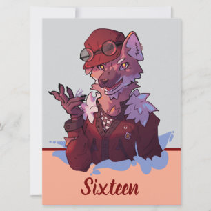 Sweet sixteen, wolf, anime feestdagenkaart