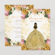 Sweet Sixteen Yellow Birthday Invitation Kaart