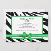 Sweet Sixteen Zebra and Ribbon Green Kaart (Achterkant)