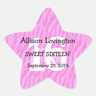Sweet Sixteen Zebra Birthday Celebration Gift S01 Ster Sticker
