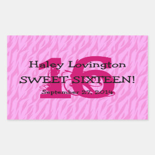 Sweet Sixteen Zebra Birthday Celebration Gift Y342 Rechthoekige Sticker