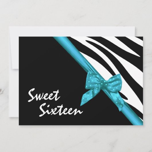 Sweet Sixteen Zebra en lint Kaart (Voorkant)
