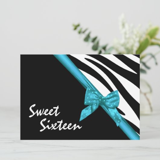 Sweet Sixteen Zebra en lint Kaart (Staand voorkant)