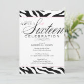 Sweet Sixteen Zebra Print Kaart (Staand voorkant)
