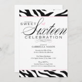 Sweet Sixteen Zebra Print Kaart (Voorkant / Achterkant)