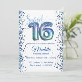 Sweet Sixteen, zestien, 10 partijen Uitnodiging (Staand voorkant)