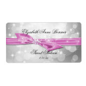 Sweet Sixteen, Zilver, Roze Satijn, Op Maat Etiket (Voorkant)