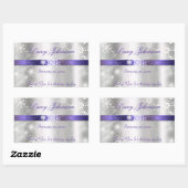 Sweet Sixteen, Zilveren en Paarse Water/Wijn Fles Rechthoekige Sticker (Vel)