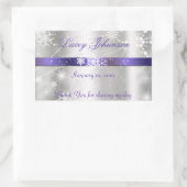 Sweet Sixteen, Zilveren en Paarse Water/Wijn Fles Rechthoekige Sticker (Tas)