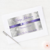 Sweet Sixteen, Zilveren en Paarse Water/Wijn Fles Rechthoekige Sticker (Envelop)