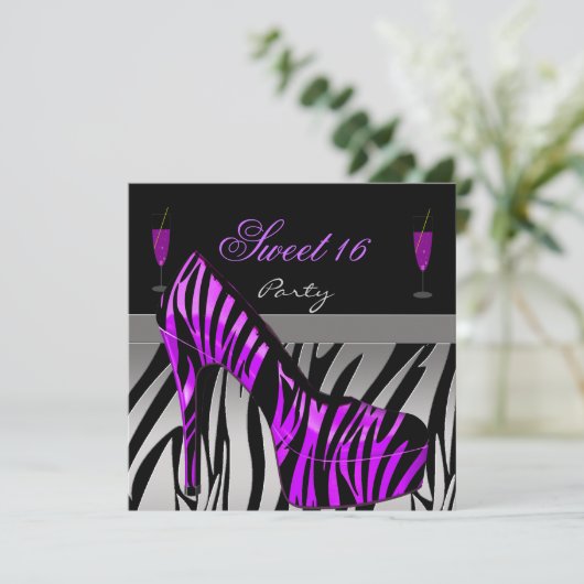 Sweet Sixteen, zoete 16-feesten schoten Paarse Zeb Kaart (Staand voorkant)