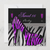 Sweet Sixteen, zoete 16-feesten schoten Paarse Zeb Kaart (Voorkant)
