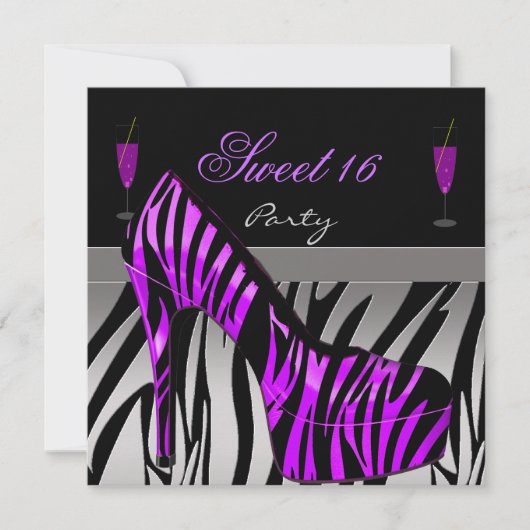 Sweet Sixteen, zoete 16-feesten schoten Paarse Zeb Kaart (Voorkant)