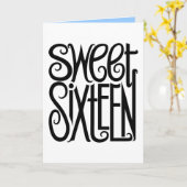 Sweet Sixteen zwarte Kaart (Gele Bloem)