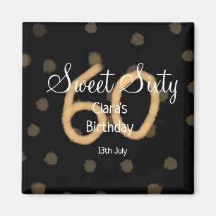 Sweet Sixty voeg naam toe datum verjaardag gele po Magneet