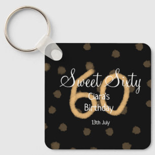 Sweet Sixty voeg naam toe datum verjaardag gele po Sleutelhanger