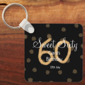 Sweet Sixty voeg naam toe datum verjaardag gele po Sleutelhanger (Voorkant)
