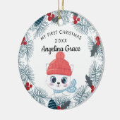 Sweet Skating Cat Baby's eerste Kerstmis Keramisch Ornament (Links)