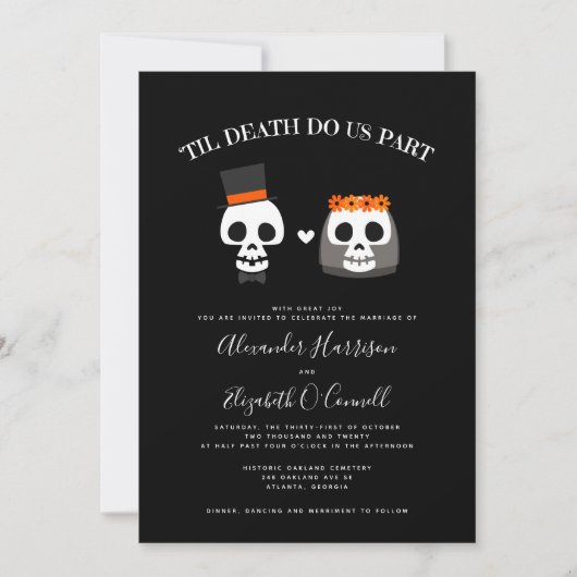 Sweet Skulls Halloween Wedding Invitation Kaart (Voorkant)
