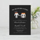 Sweet Skulls Halloween Wedding Invitation Kaart (Staand voorkant)