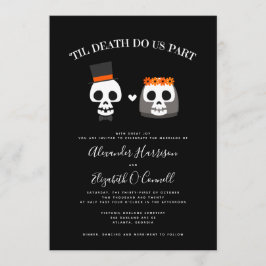 Sweet Skulls Halloween Wedding Invitation Kaart