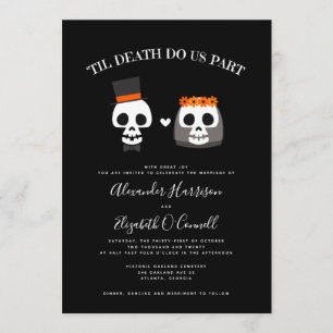 Sweet Skulls Halloween Wedding Invitation Kaart