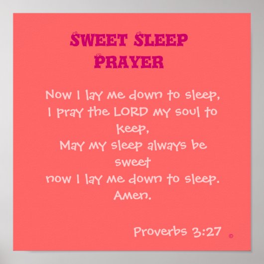 Sweet Slaap Prayer Aanpassen Poster (Voorkant)